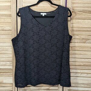 croft & barrow Blouse Lace Sleeveless Black Size 1X
